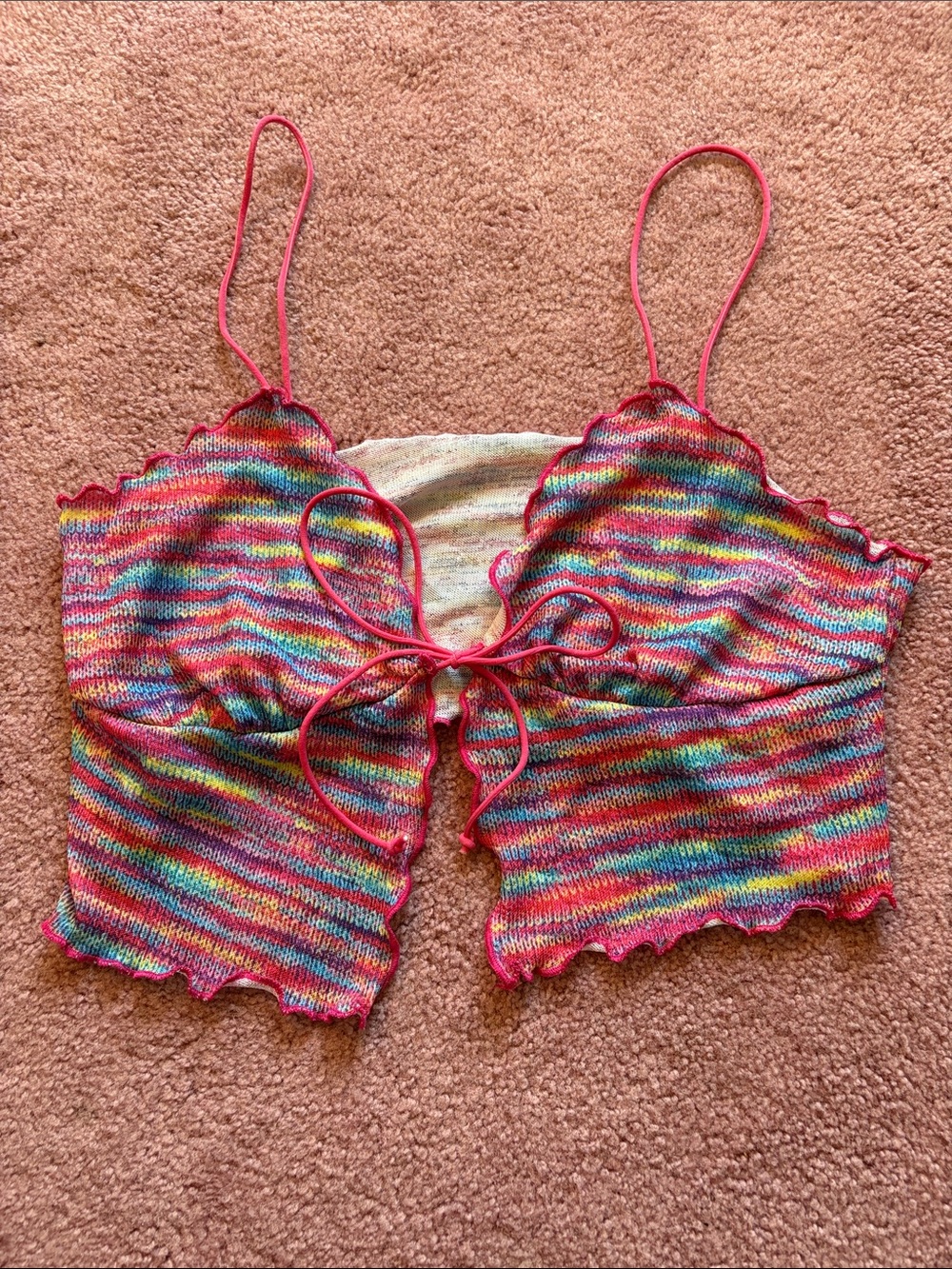 Multicolor Striped Tie-Front Bralette